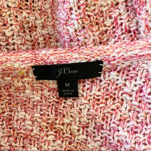 J CREW Pink & White Nubby Fringed Cardigan - Picture 4 of 5